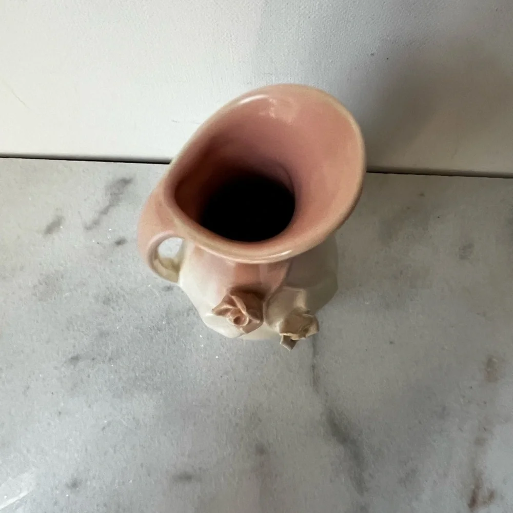 Elegant Pink and Cream Ceramic Vase 5.5” vintage